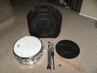 Ludwig Chrome Snare Drum, Case, Stand, Mute, Sticks & Tuner