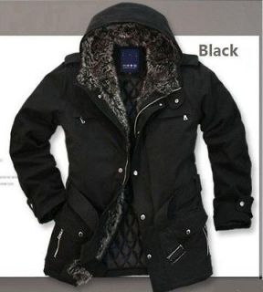 New! Mens Fashion Stylish Faux Fur Hooded Winter Warm Jacket 