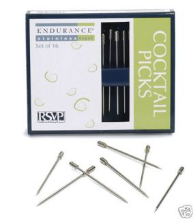 PICK 16 STAINLESS STEEL APPETIZER COCKTAIL OLIVE AMUSE BOUCHE PICKS 