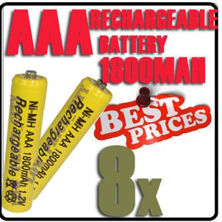 8x AAA 1800mAh 1.2V Ni MH Rechargeable battery 3A Yellow Cell for  