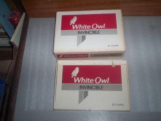 White Owl Invincible Cigar Box of 50 & 25 Lot Set (Empty) New York 