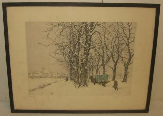 ORIGINAL 1923 T.F. SIMON SNOWY DAY HORSE DRAWN CARRIAGE WINTER 