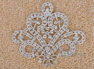 Clear Shiny Crystal Rhinestone Applique Motif for Bridal Dress 