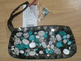 NEW ECOTE URBAN OUTFITTERS TURQUOISE STONE PURSE HAND BAG CLUTCH 