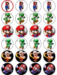24 x SUPER MARIO AND YOSHI EDIBLE RICE PAPER CAKE TOPPERS