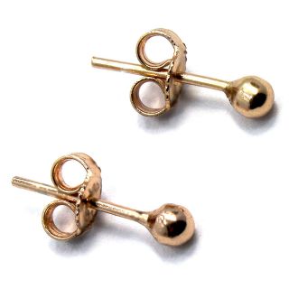 Rose Gold 18k GF Fashion Small Tiny Ball 3mm Earrings Push Back Stud 