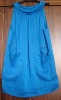 179.00 SHAKUHACHI FAMOUS ELECTRIC BLUE DRESS W/OVERSIZED POCKETS 8 10 