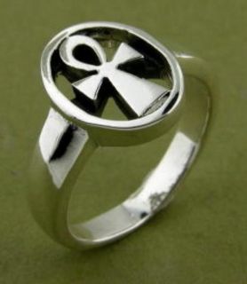New Sterling Silver Ankh Egyptian Cross Ring   Sizes 7 13