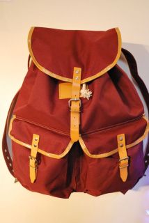   Outfitters Maroon Canvas Leather Trim Rucksack Backpack Bag RRP £40