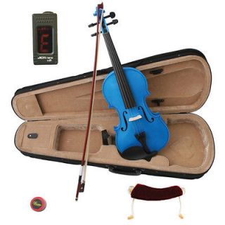 NEW 4/4 Crescent BLUE ACOUSTIC Violin+Tuner+Shoulder Rest+ACC