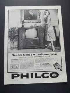   1959 Philco Rittenhouse Console Television TV Original Print Ad