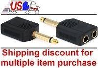   Splitter 1*Male~2*Female Audio/Guitar/PA/Mic Cable Adapter,6.3mm{g