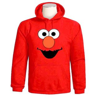 Elmo Face Sweatshirt Sesame Street Character Cartoon Pullover Hoodie