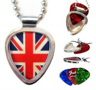 Guitar pick necklace & UNION JACK guitar pick PICKBAY holder Stainless 
