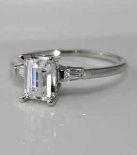 00 CARAT EMERALD CUT ENGAGEMENT RING WITH BAGUETTE ACCENTS SOLID 