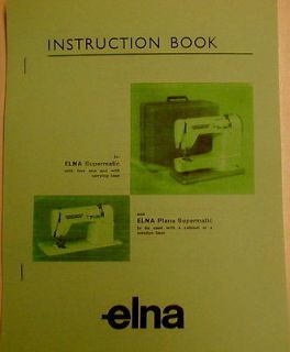 Elna Sewing Machine Instruction Manual Supermatic Pla​na Late 50s