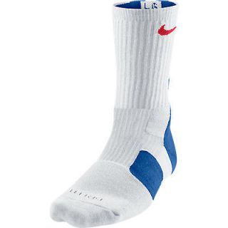 Nike Dri Fit CREW ELITE 2.0 Basketball Socks White/Royal SX4668 165 Sz 