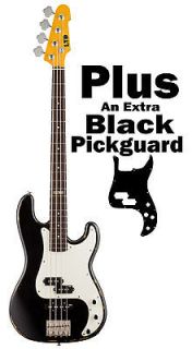 NEW RH ESP LTD Vintage 204 Bass Guitar BLACK White Pickguard Rosewood 