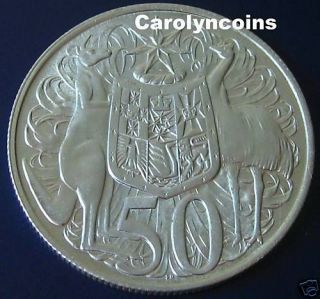   Australian Coat of Arms 50 Cent Coin 80% Silver Elizabeth II 1966 Only