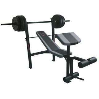 Deluxe Combo Flat/Incline/M​ilitary Weight Bench Set w/ 80lbs Vinyl 