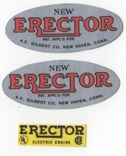 Erector set Labels  Two   Oval Boiler & 1 Motor