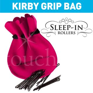 HOT PINK KIRBY GRIP BAG AND GRIPS FOR VELCRO SLEEP IN ROLLERS