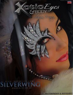   Face Mask Jeweled Xotic Eyes & Body Art Reusable Makeup Feathers New