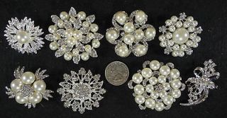 CRYSTAL Brooches/Pins/Clear/Wedding Bouquet/Rhinestone Wholesale lot 