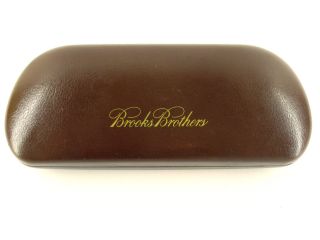 Brooks Brothers Eyeglass Sunglass Case Only Brown Gold Detail Tan Felt 