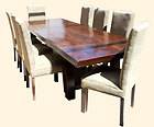 Formal 9 pc Wood Extension Dining Table Fabric Padded Seat Chair Set 