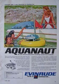 1967 AD Evinrude Outboard Motor AQUANAUT SCUBA DIVER Underwater 