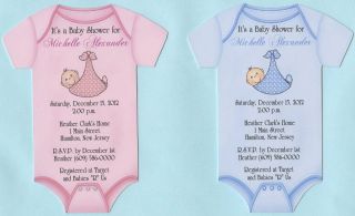   or AA Baby Onesie Personalized Baby Shower Invitations w/Envelopes