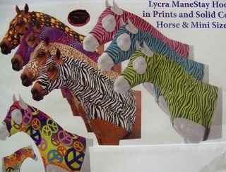   Green Zebra Print Lycra Mane Stay Hood Size Small Horse Tack Equine