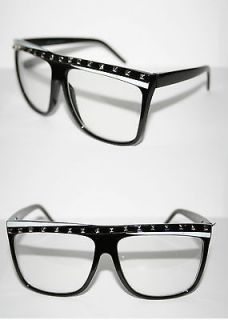   LMFAO Flat Top Large Frame Nerd Clear Lens Glasses Geek Black White