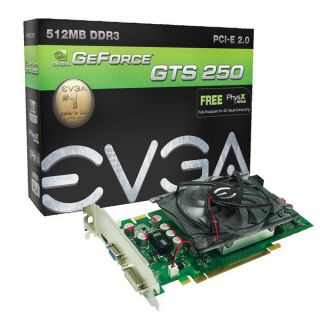 EVGA 512 P3 1140 TR GeForce GTS 250 512MB PCIe2.0x16 HDMI DVI D Sub 