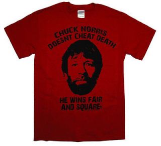 Chuck Norris Cheats Death Funny Famous Icon T Shirt Tee