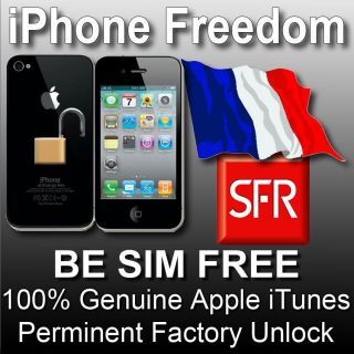   3g 3gs 4 4s 100% Permanent Genuine Factory iTunes Unlock SFR France