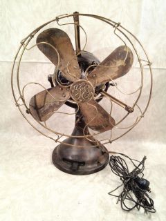 Antique GE BMY Fan Brass Blades and Cage Good Condition, 1901 Rare 