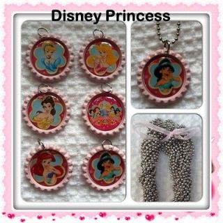 Newly listed DISNEY PRINCESS Bottle Cap Necklaces, Lot Of 6 with 24 