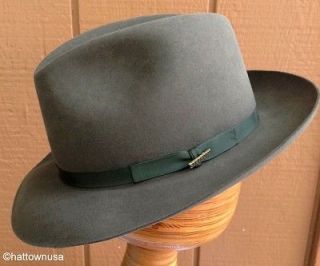 NEW Mens STETSON FUR FELT Dark Green Fedora Formal Dress Hat Dublin 