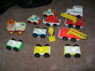 VINTAGE LITTLE PEOPLE VEHICLES FIRE TRUCKS CARS AMBULANCE POLICE GREAT 
