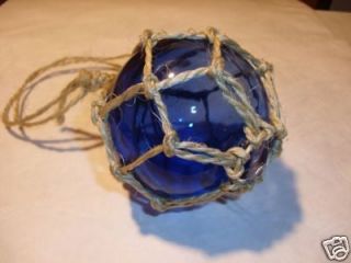 Blue Glass Fishing Float ~ Fish Net Buoy Decor