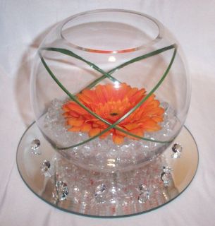 Gerbera Fishbowl Wedding Table Centerpiece, Many Colours