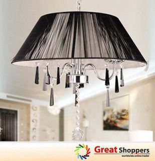   Black/Red/Silver Shade Crystal Ceiling Light Pendant Lamp Chandelier