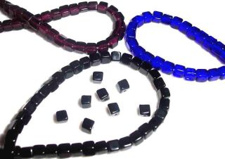   50 Each Glass Cube Shaped Beads, Multiple Colors, Styles & Finishes