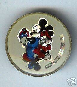 MICKEY + MINNIE MOUSE pin HOLOGRAM pinback button