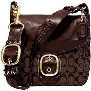 COACH 11434 Bleecker Brown Beautiful Signature Large Flap Handbag