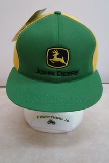 John Deere Flat Bill Snap Back Hat/Cap (Green/Yellow Mesh) Made in USA 
