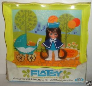 4527 NRFB Vintage Ideal Nancy Flatsy w/Baby & Carriage Frame