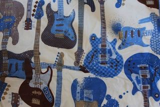 Full Flat Sheet Guitar Whirl Company Kids Bass Blue Brown Musical 